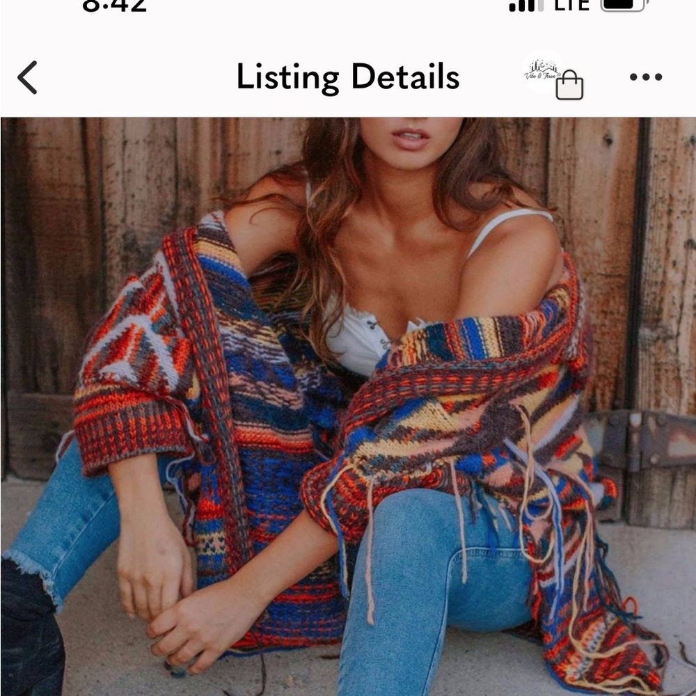 FREE PEOPLE NEW Follow The Arrow Fringe Poncho - Picture 3 of 9